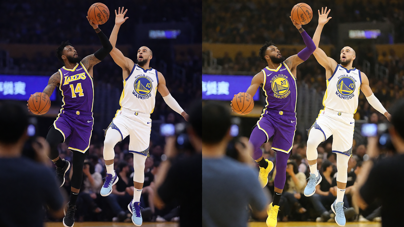 NBA常规赛洛杉矶湖人队与金州勇士队的精彩对决